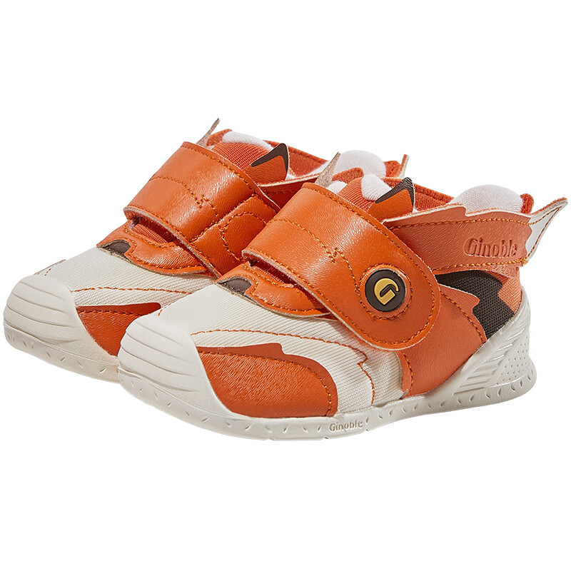 Милая приключенческая серия, обувь для малышей, кроссовки Ginoble, цвет Vibrant orange/ivory white/brown — фото 2