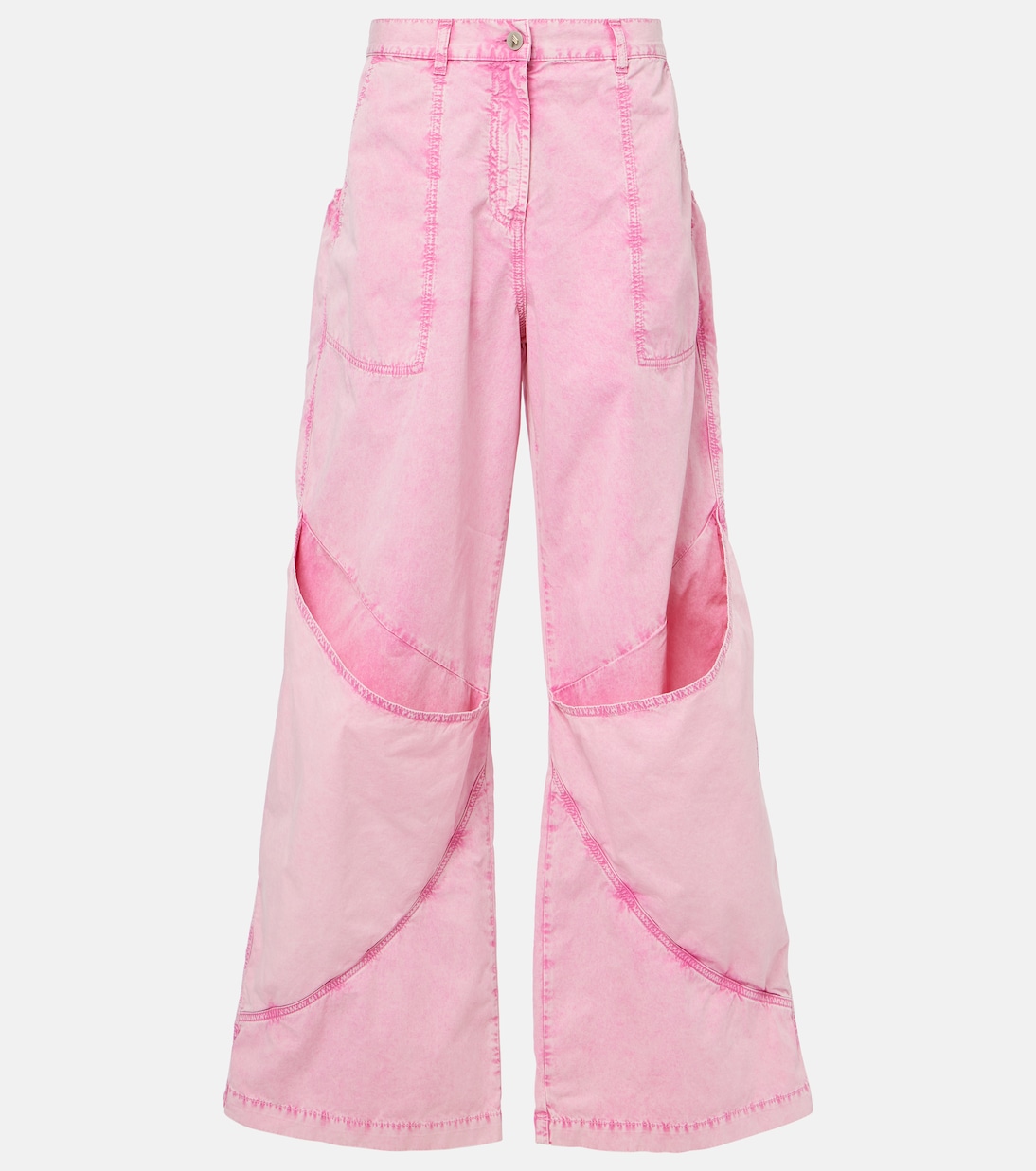 

Широкие брюки из хлопчатобумажной ткани со средней посадкой The Attico, розовый