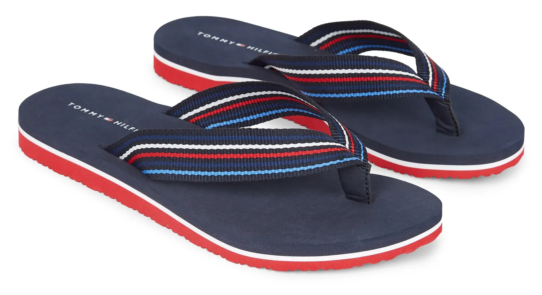 

Шлепанцы Tommy Hilfiger "TH STRIPES BEACH SANDAL", летняя обувь, тапочки, туфли для бассейна с яркими полосками, белый