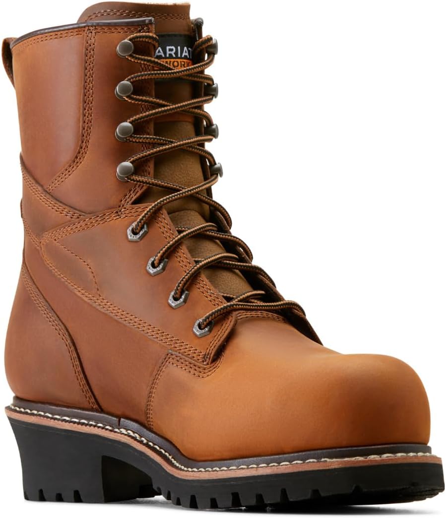 Мужские ботинки ARIAT Logger Shock Shield с водонепроницаемым композитным носком, коричневый — фото 3