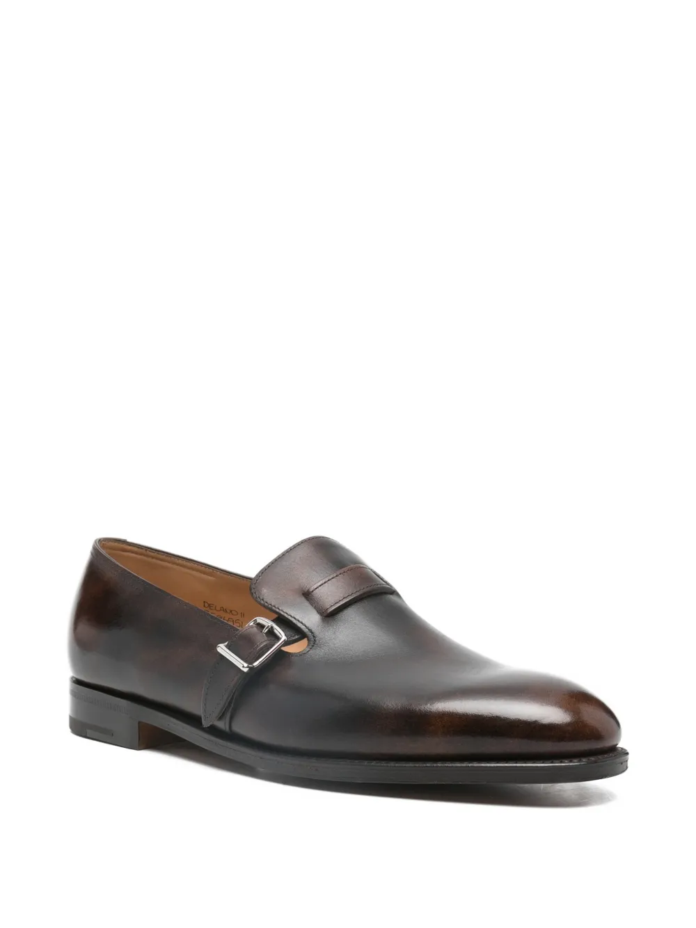 Кожаные лоферы с ремешком и пряжкой John Lobb, коричневый — фото 2