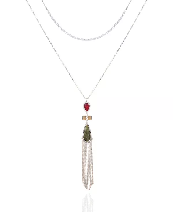 

Многослойное ожерелье в стиле цыганского возрождения T Tahari, silver-tone