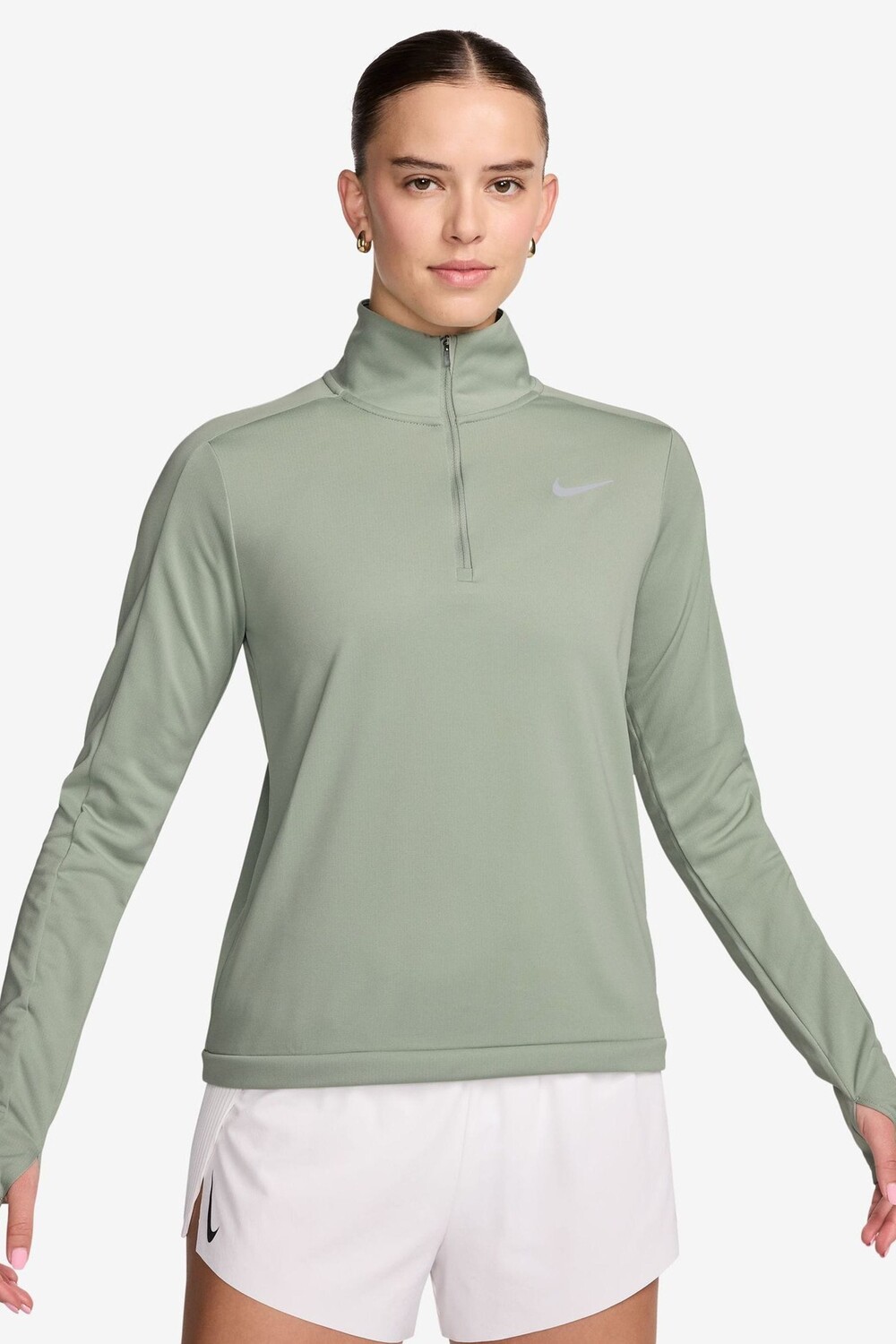 

Беговая майка Dri Fit Pacer с застежкой молнией на половину длины Nike, зеленый