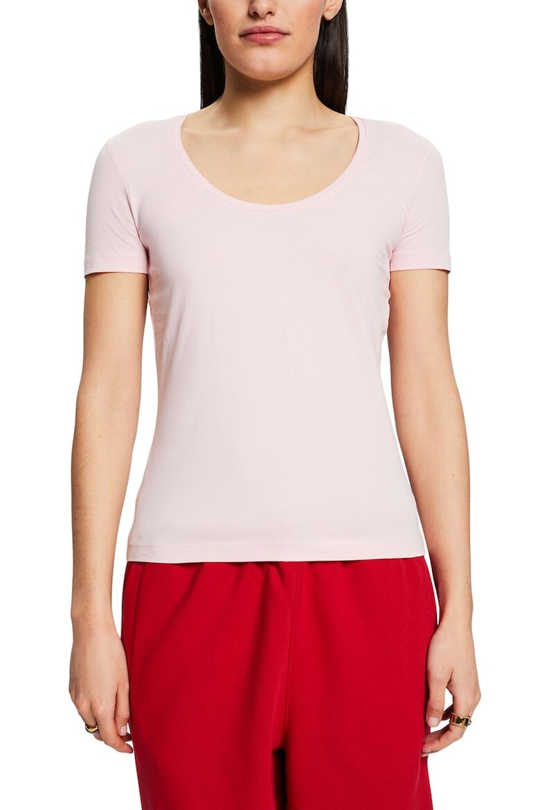 

Футболка с глубоким овальным вырезом Esprit, розовый