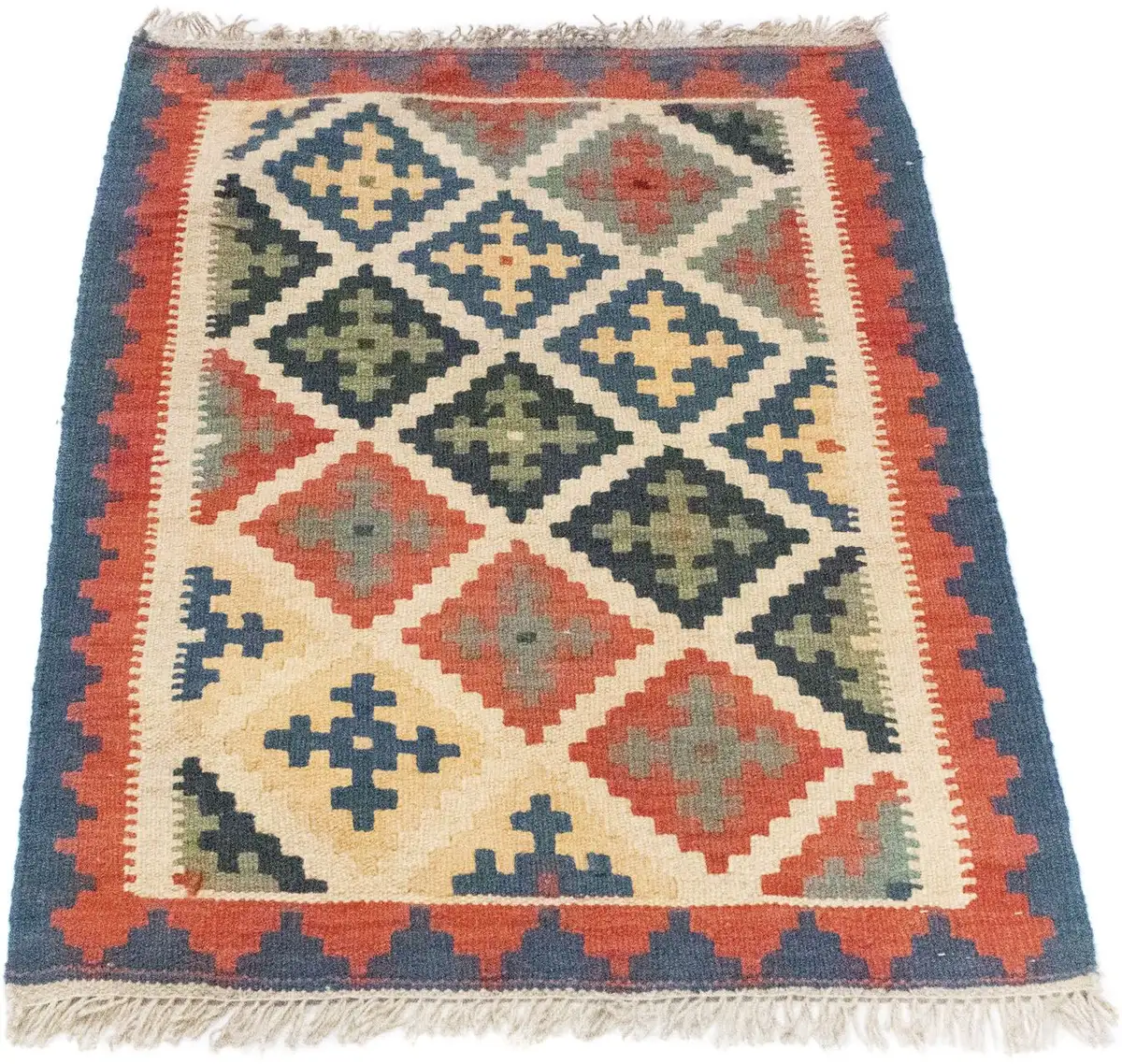 

Шерстяной ковер Morgenland "Келим Фарс ковер ручной работы оранжевый", прямоугольный, короткий ворс 63х90 см, цвет Orange