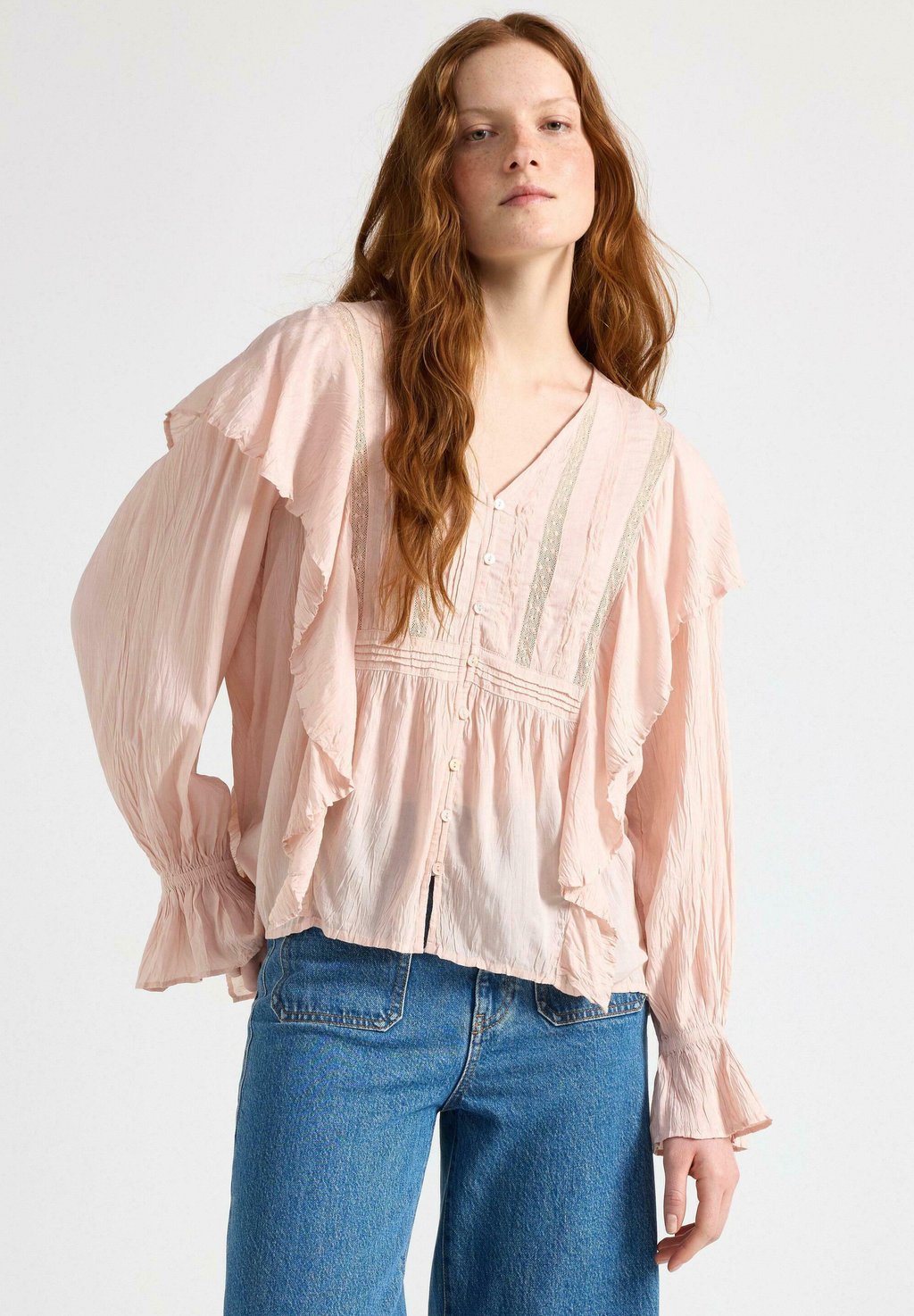 

Блуза CRINKLED WITH FLOUNCE Lindex, коралловый