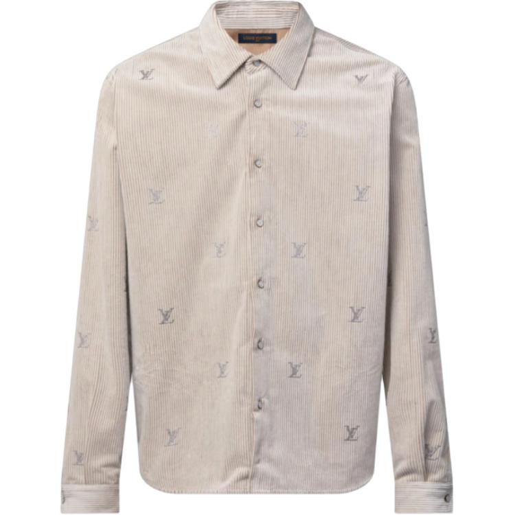 Рубашка Lv Blason Embellished с длинными рукавами из вельвета LOUIS VUITTON, бежевый — фото 3