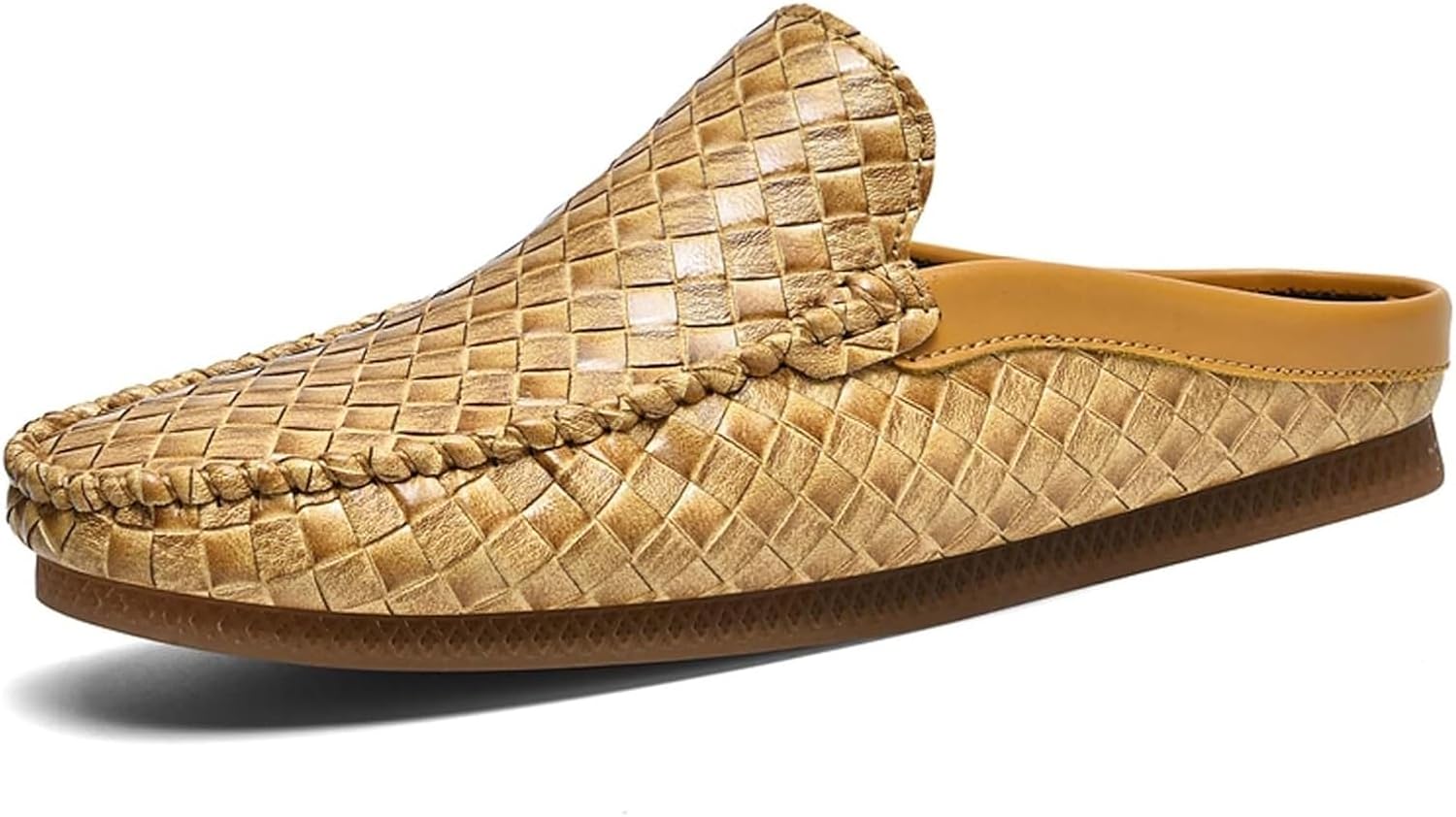 

Мужские лоферы с открытой пяткой и ремешком, повседневные дышащие кожаные мюли для улицы и вождения Generic, хаки