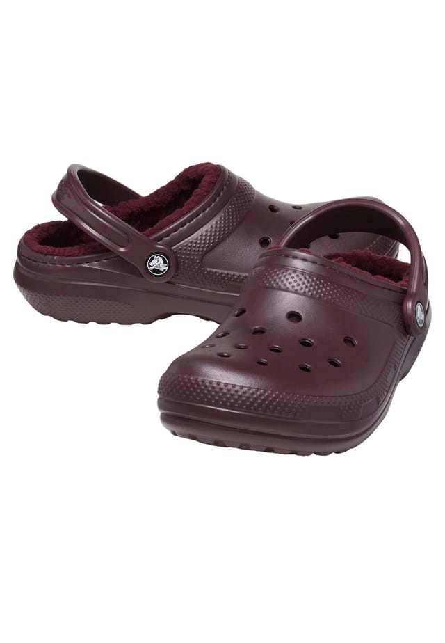 Сабо с пушистой подкладкой и ремешком на пятке Crocs, красный — фото 4
