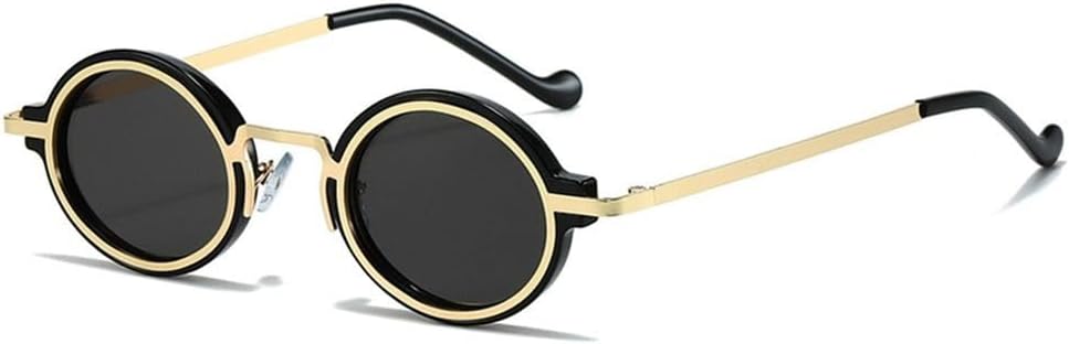 

Винтажные солнцезащитные очки в металлической оправе, маленькие круглые, с защитой от УФ-излучения UV400, в стиле Y2K, для вождения, панк-стиль, для женщин и мужчин KTUCN, Black Gold-black