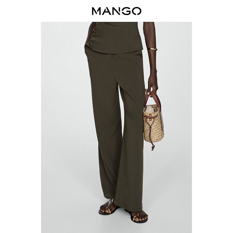 

Женские брюки Mango с регулируемой талией, бежевый