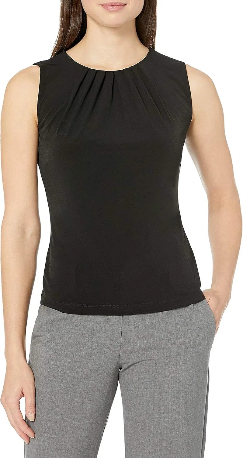 Топ-майка с плиссированным вырезом Calvin Klein black
