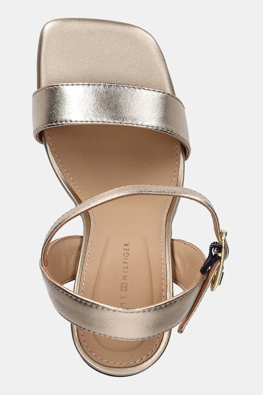 Кожаные сандалии на высоком каблуке Golden Leather Sandal Tommy Hilfiger, золотой — фото 4