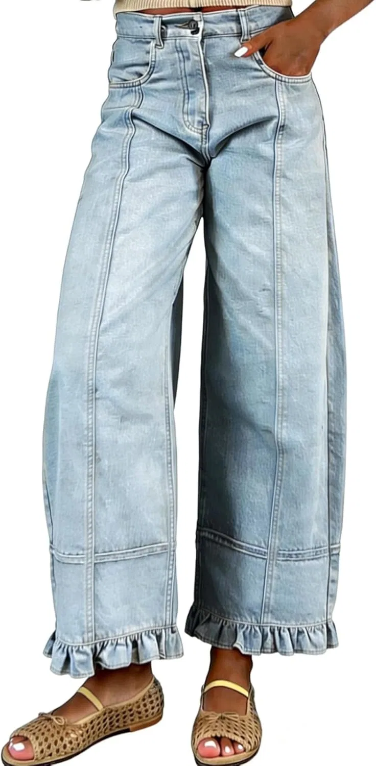 Джинсы, клеш, с заплатками, Light Blue
