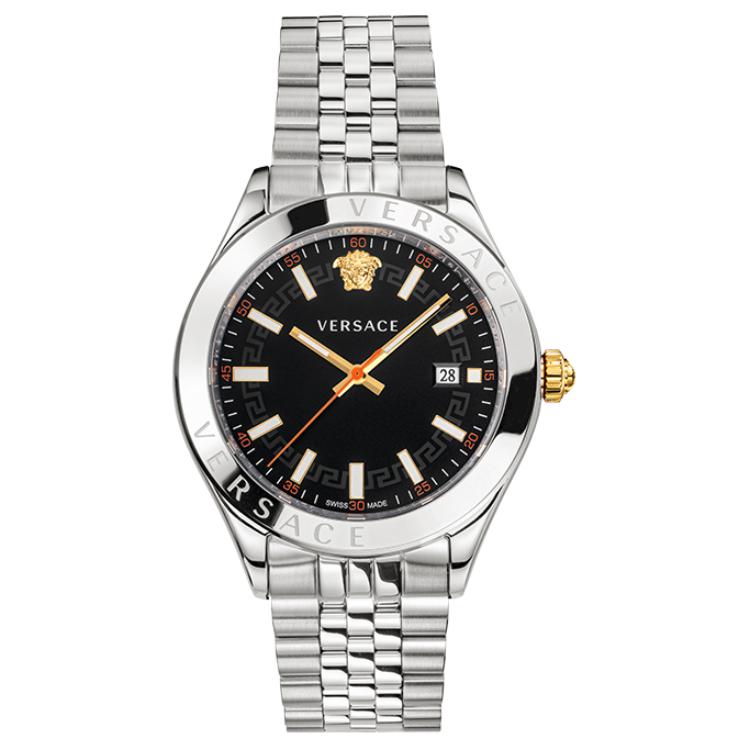 

VERSACE Часы Wrist Watch Quartz Movement Gold Plated Stainless Steel Strap Black Dial Men's Watch, Black