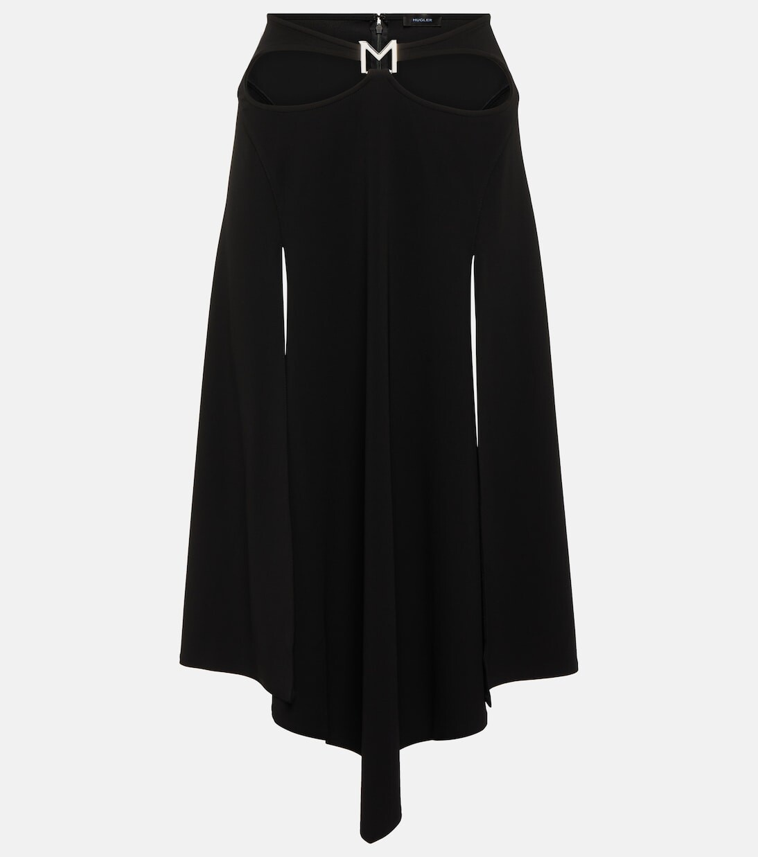 

Юбка миди асимметричного кроя с логотипом Mugler, черный
