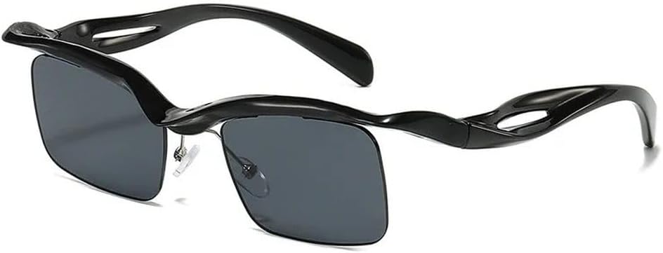 

Ретро уникальные солнцезащитные очки без оправы, модные, с прозрачными линзами цвета океана, защита от УФ-излучения UV400, мужские, в стиле панк, зеркальные солнцезащитные очки DSXLY, Black Black