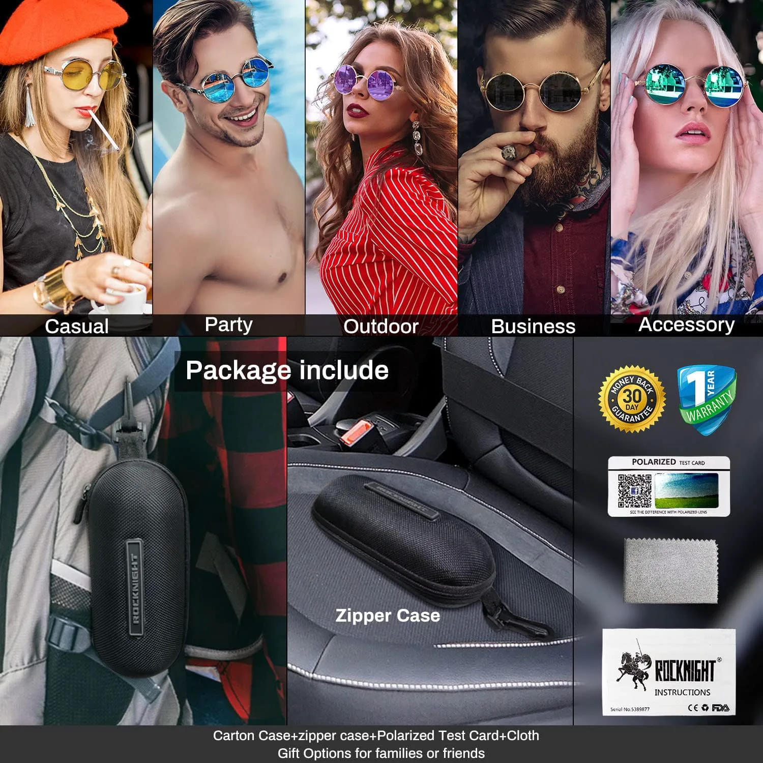 

ROCKNIGHT Готические стимпанк Круглые поляризованные солнцезащитные очки с защитой UV400, унисекс, для улицы и активного отдыха, 48 мм, Sliver Frame/Yellow Lens