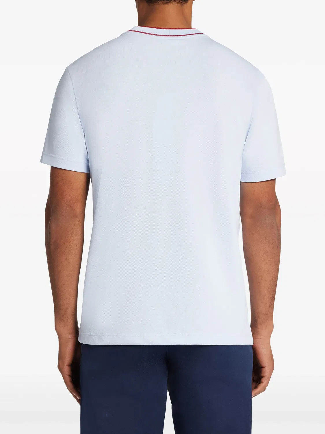 Футболка с воротником в полоску Lacoste, голубой/бургунди — фото 4