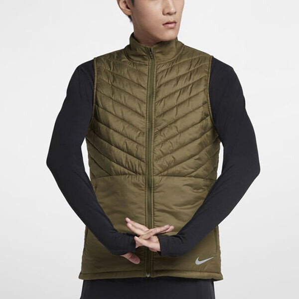 Жилет мужской спортивный хлопковый жилет Militarygreen Army Green Nike, зеленый — фото 4