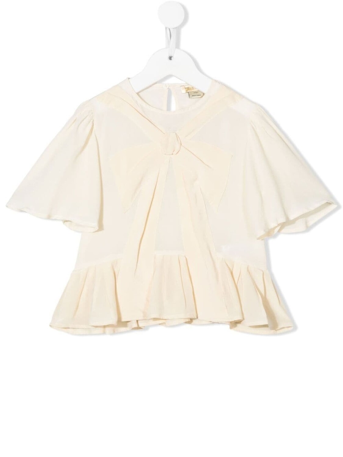 

Stella McCartney Kids шелковая блузка с бантом, нейтральный цвет