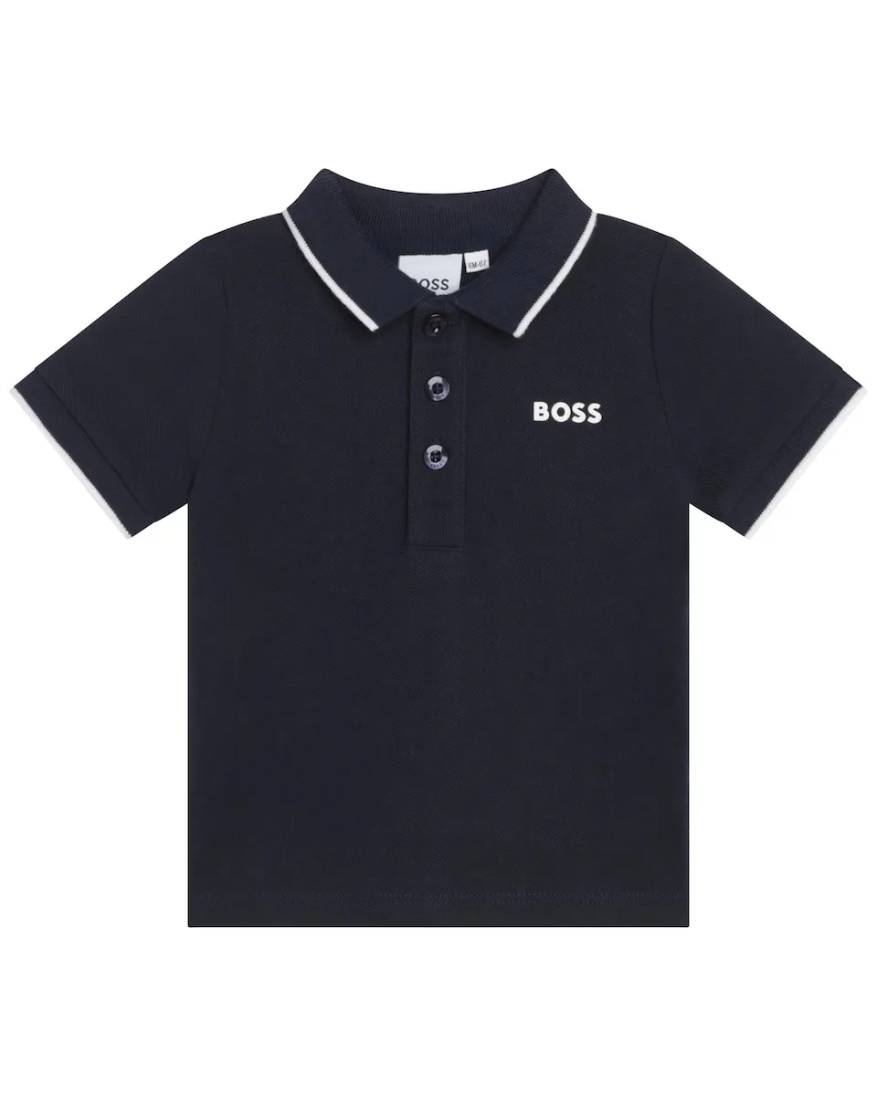 

Рубашка поло для мальчика 100% хлопок с коротким рукавом BOSS Kidswear, тёмно-синий
