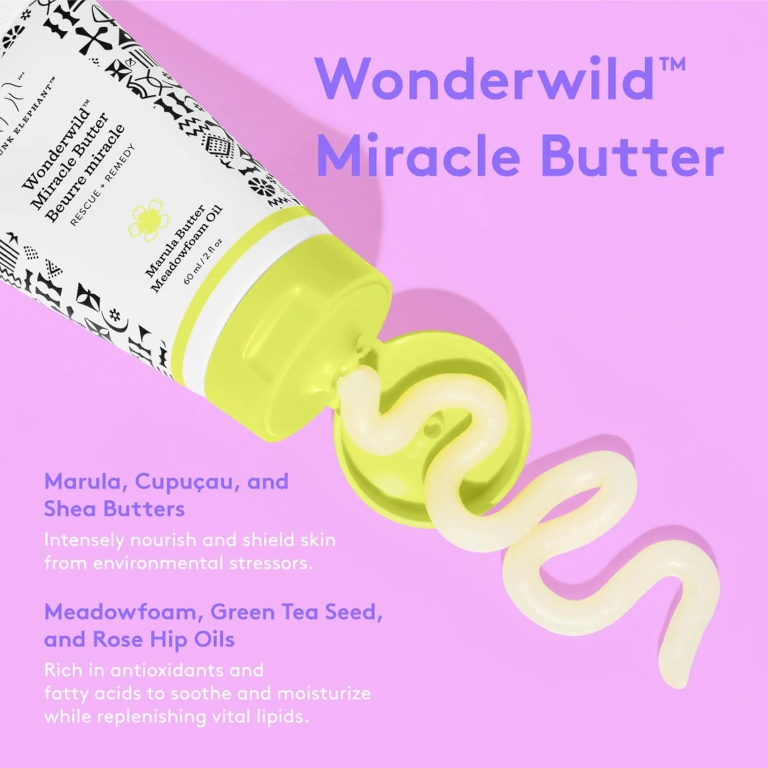 Drunk Elephant Wonderwild Miracle Butter - Ультра-роскошный бальзам для кожи - Чистый клинический уход за кожей - Не тестируется на животных - Не содержит эфирных масел, силиконов и отдушек 59 мл (1 шт.) — фото 3