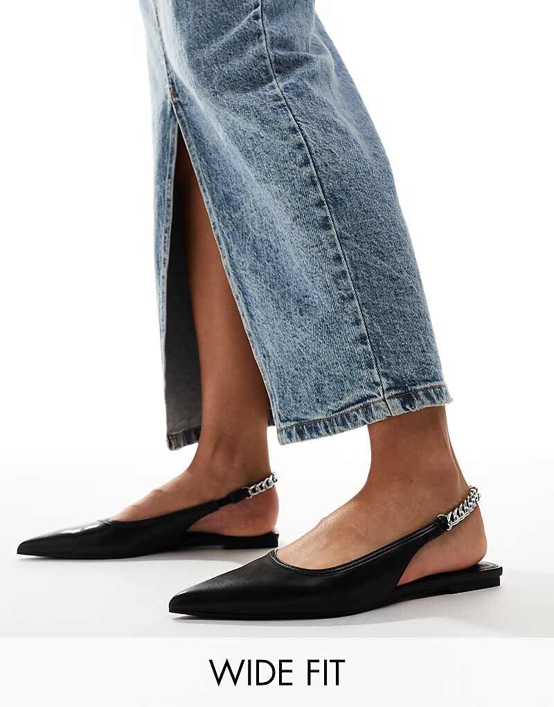

ASOS DESIGN Wide Fit – Link – Черные балетки