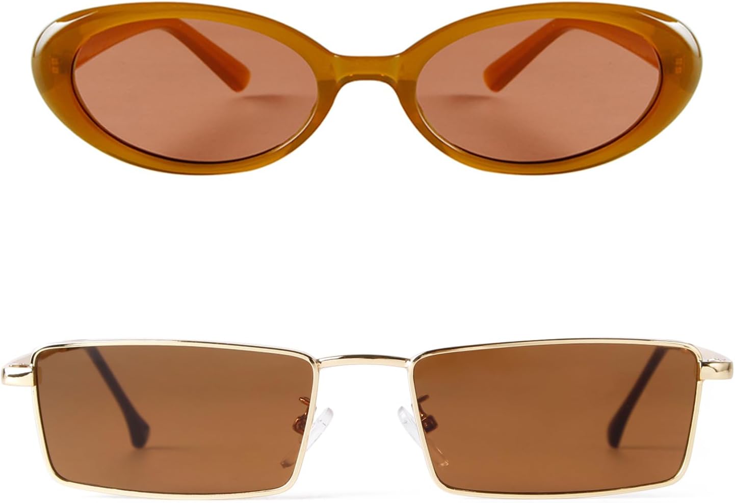 

Коричневые овальные солнцезащитные очки, прямоугольные солнцезащитные очки для женщин и мужчин, модные маленькие солнцезащитные очки в стиле ретро 90-х Laurinny, brown