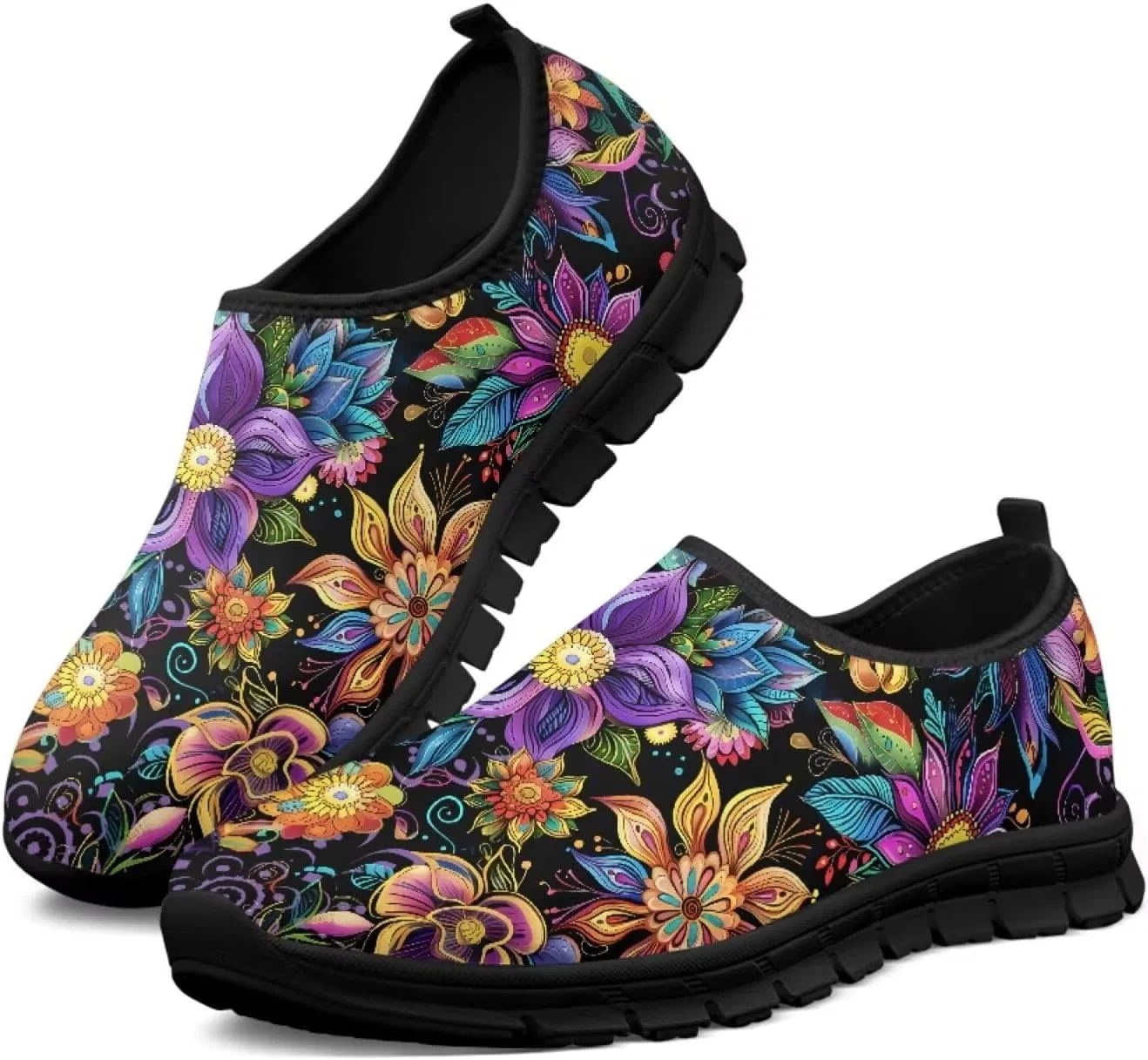 Кроссовки с принтом Abstract Flower, Slip on Loafers Twousenru