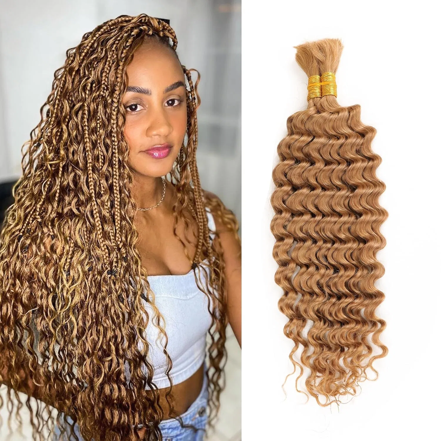 Натуральные волосы для плетения Deep Wave 20 дюймов от #27 Orientfashion, #27-Dw