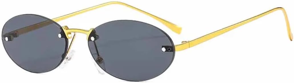 

Роскошные безободковые металлические овальные солнцезащитные очки для женщин и мужчин, модные, для активного отдыха и путешествий, с защитой от УФ-излучения UV400 TVTBBVV, Gold Gray