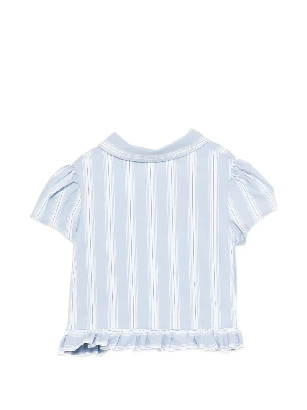 Полосатая рубашка с оборками Balmain Kids, синий — фото 2