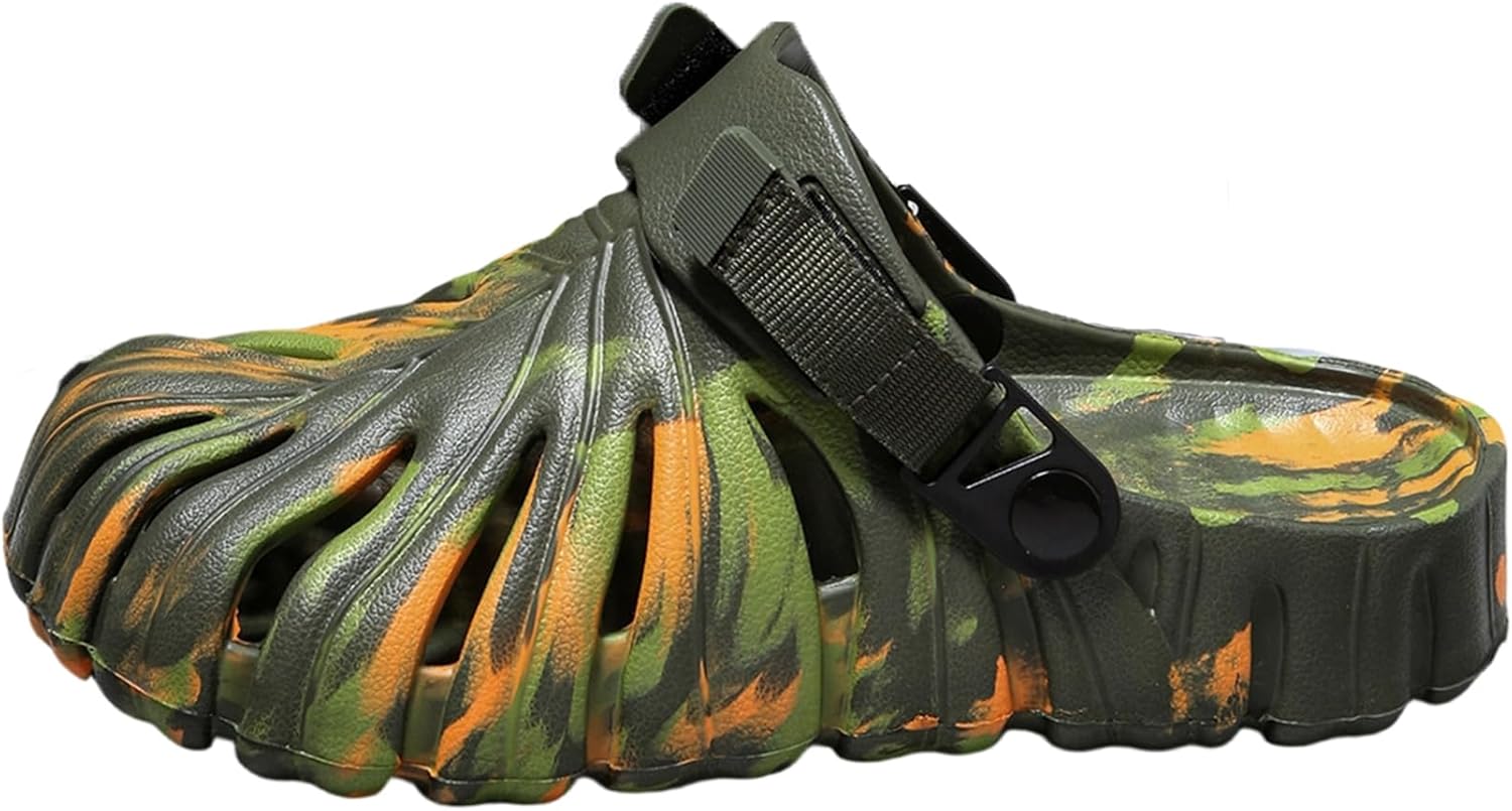 

MECH-ENG Мужские и женские садовые сабо, универсальная обувь для дома и улицы, классические тапочки, камуфляжные пляжные сандалии с поддержкой свода стопы, зеленый
