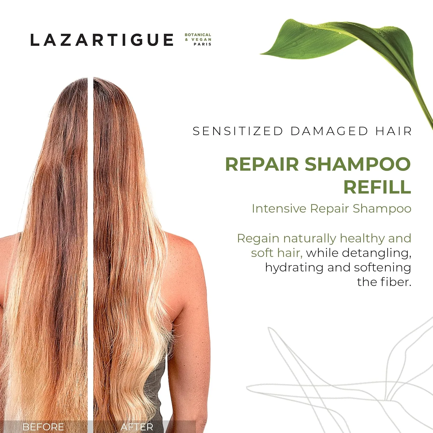 Шампунь Lazartigue Repair с растительным кератином для глубокого восстановления и укрепления волос, придает шелковистость до самых кончиков 500 мл (1 шт.), white — фото 2