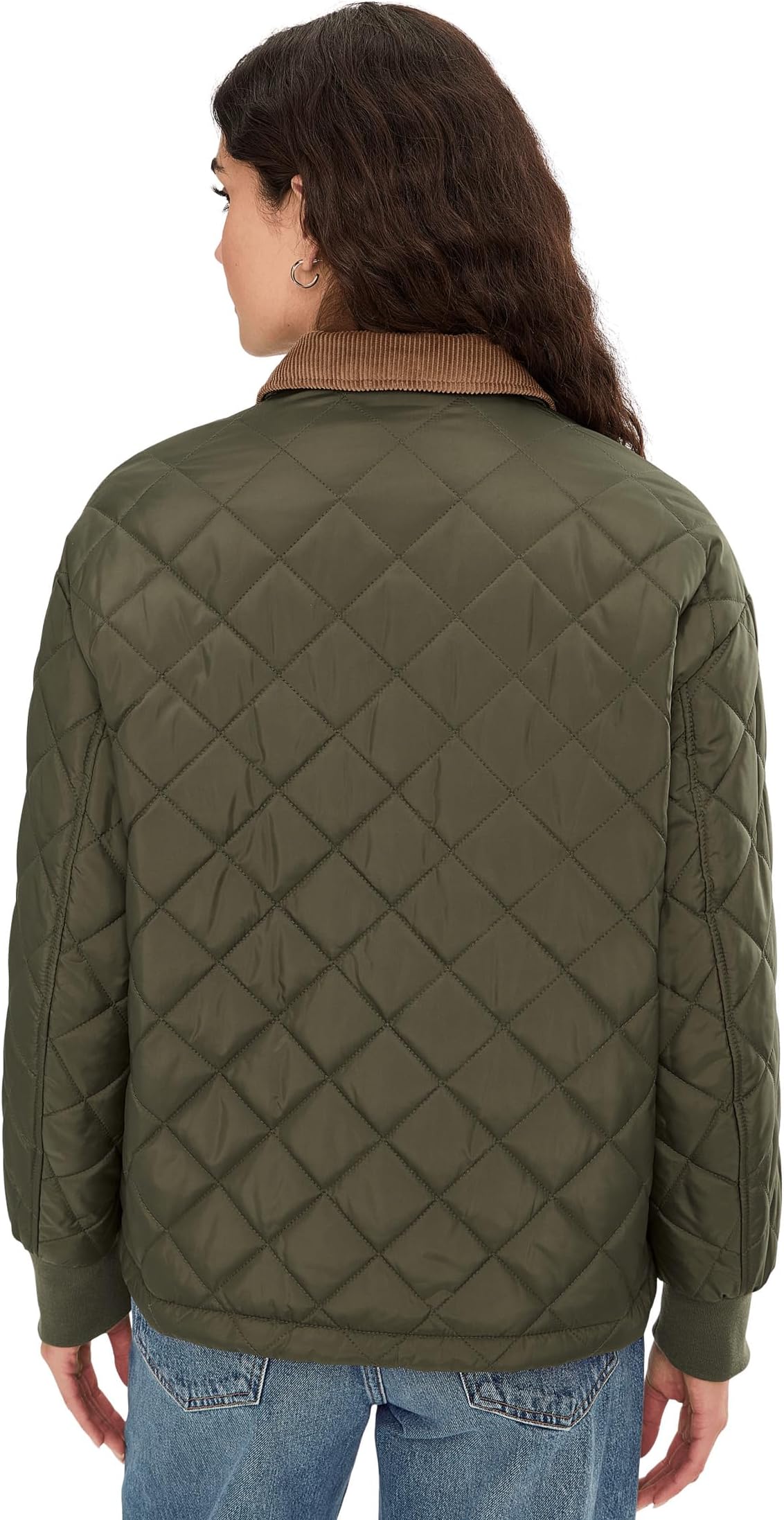 Женская стеганая куртка с ромбовидным узором и воротником-стойкой Levi's, Army Green — фото 4