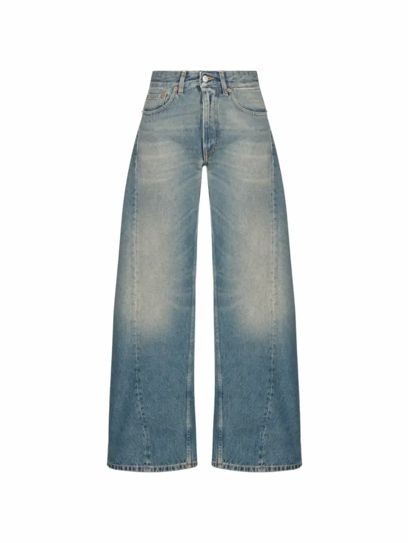 

Широкие джинсы с эффектом потертости MM6 MAISON MARGIELA, синий