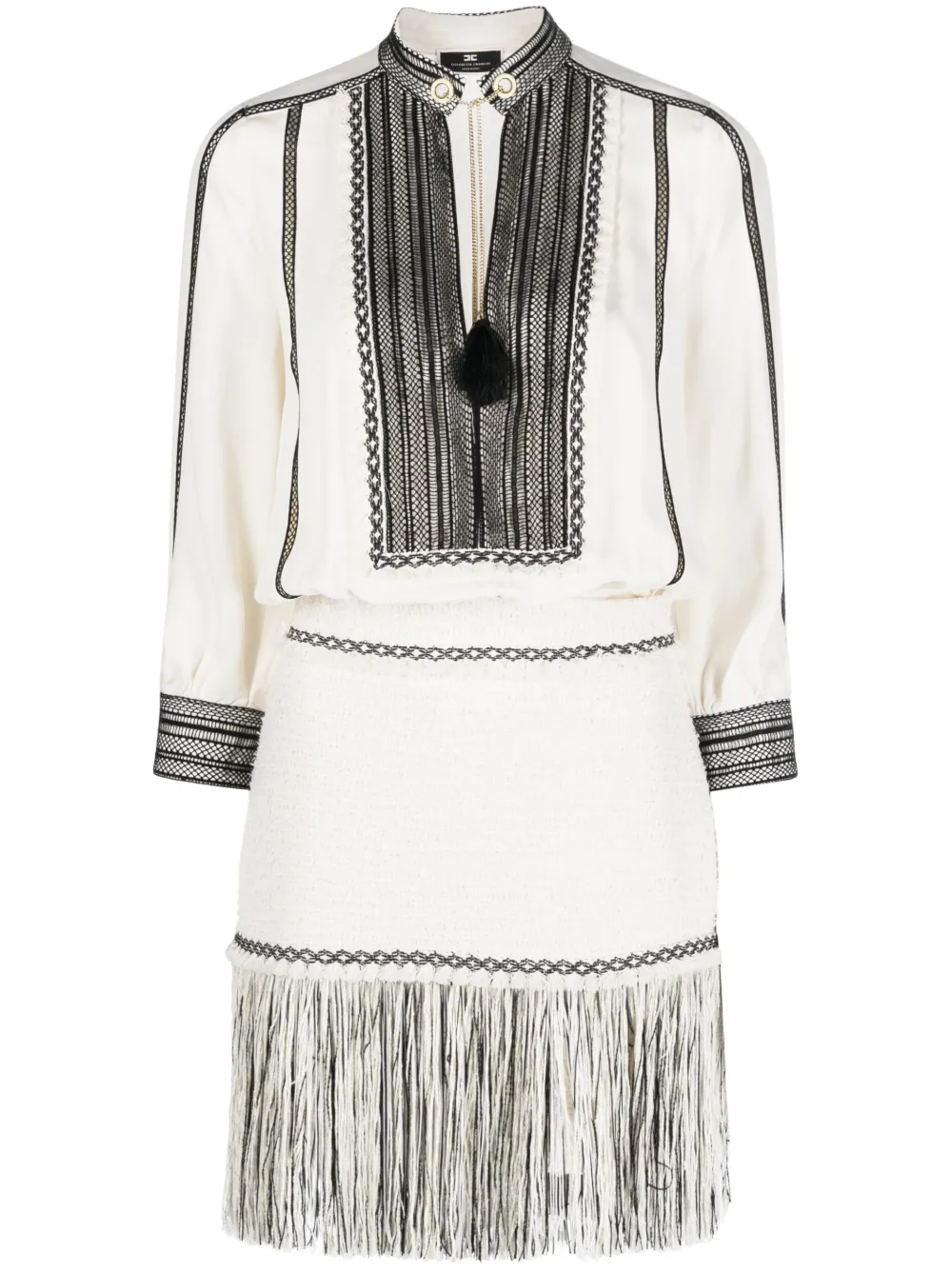 

Платье с бахромой Elisabetta Franchi, нейтральный