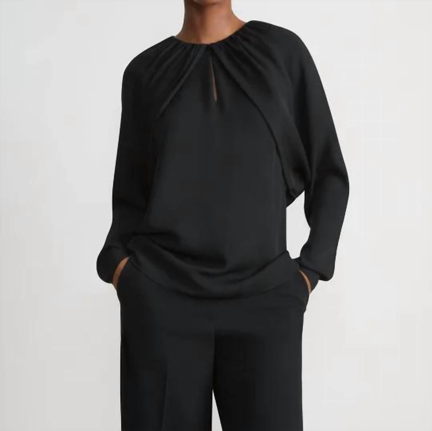 

Черная блузка с болеро из жоржета Lafayette 148