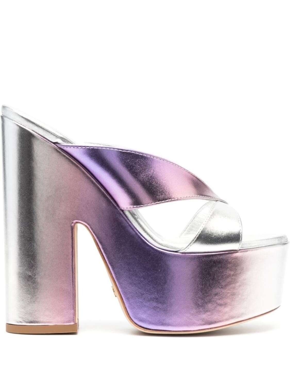Stuart Weitzman мюли с открытым носком и эффектом металлик, фиолетовый