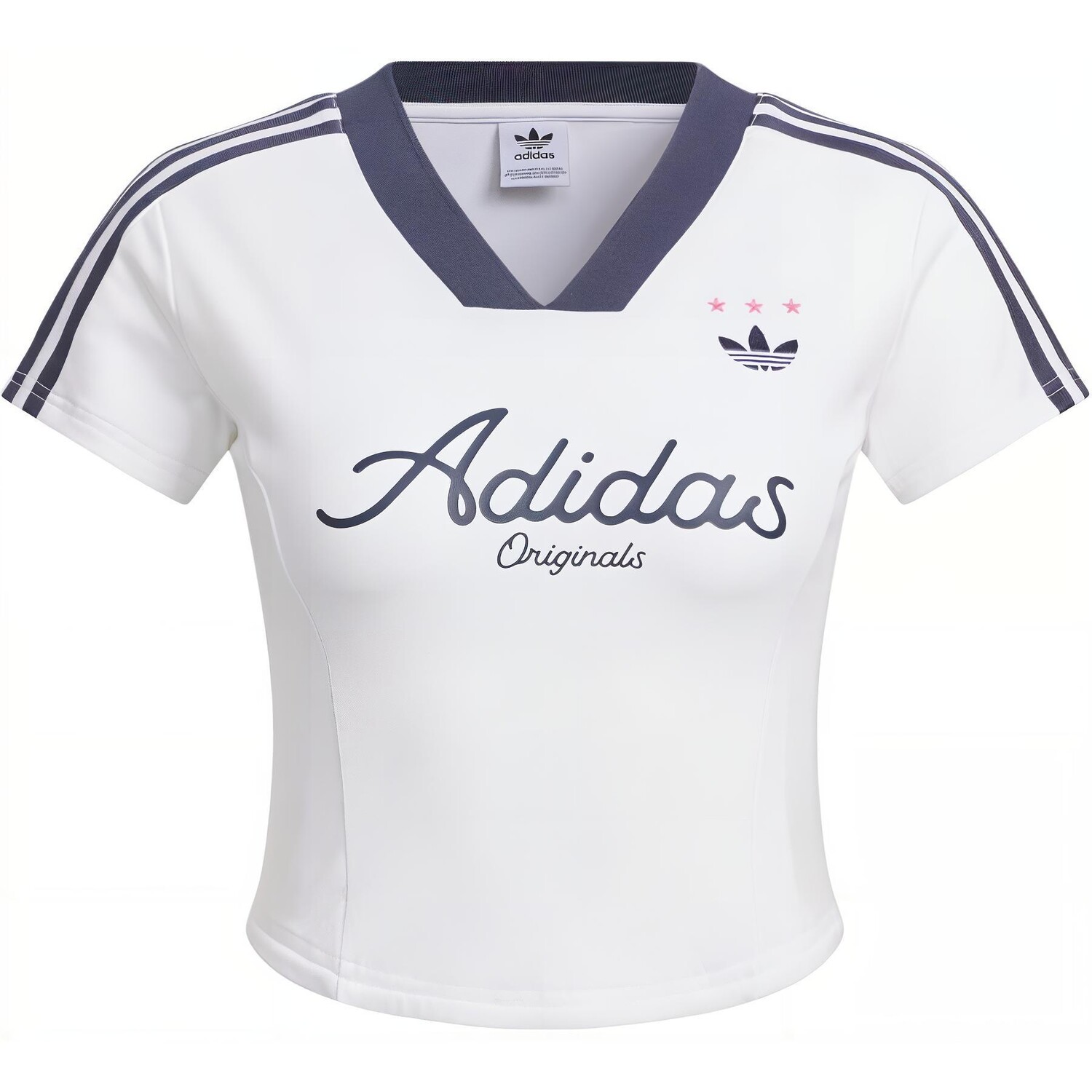 

Женская укороченная футболка из джерси белого цвета Adidas Originals