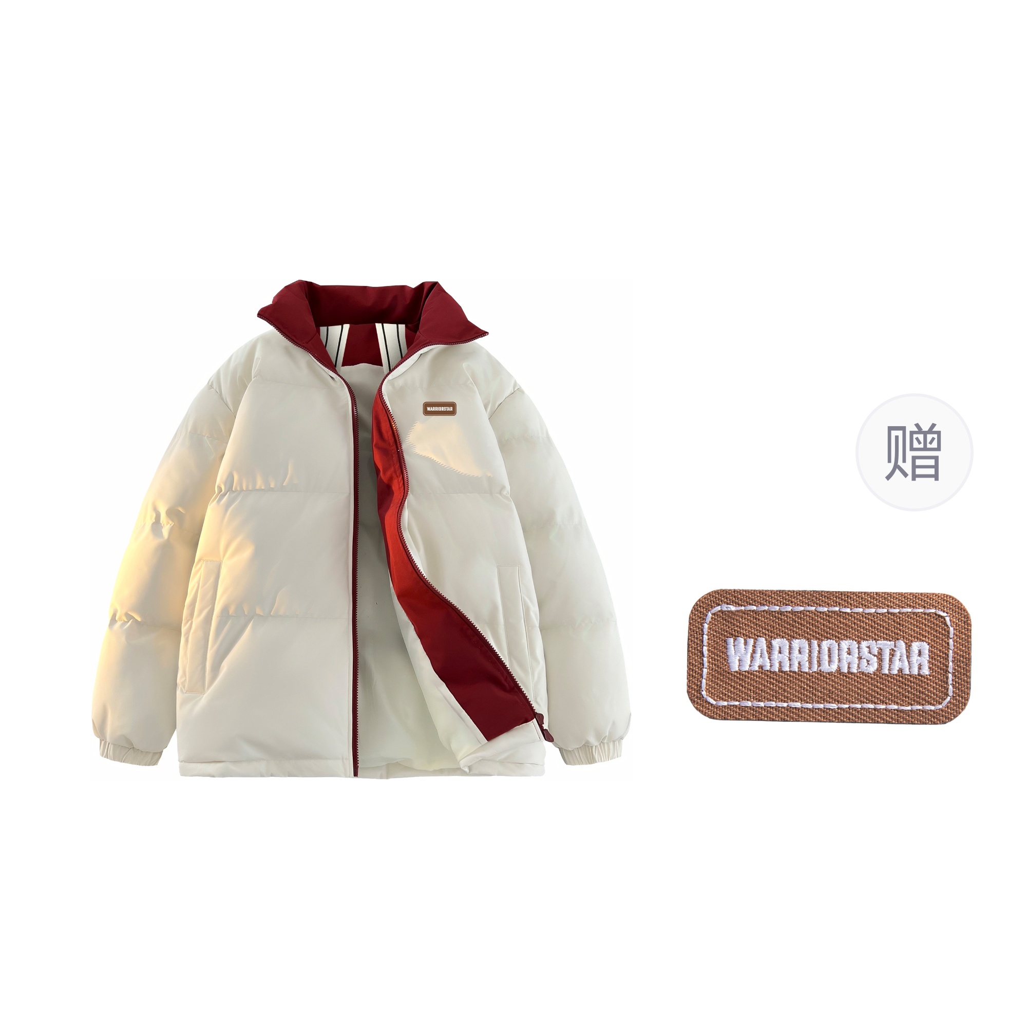 

Пуховик Unisex Stand Collar Moderate WARRIOR, экрю[comes with diy badge]