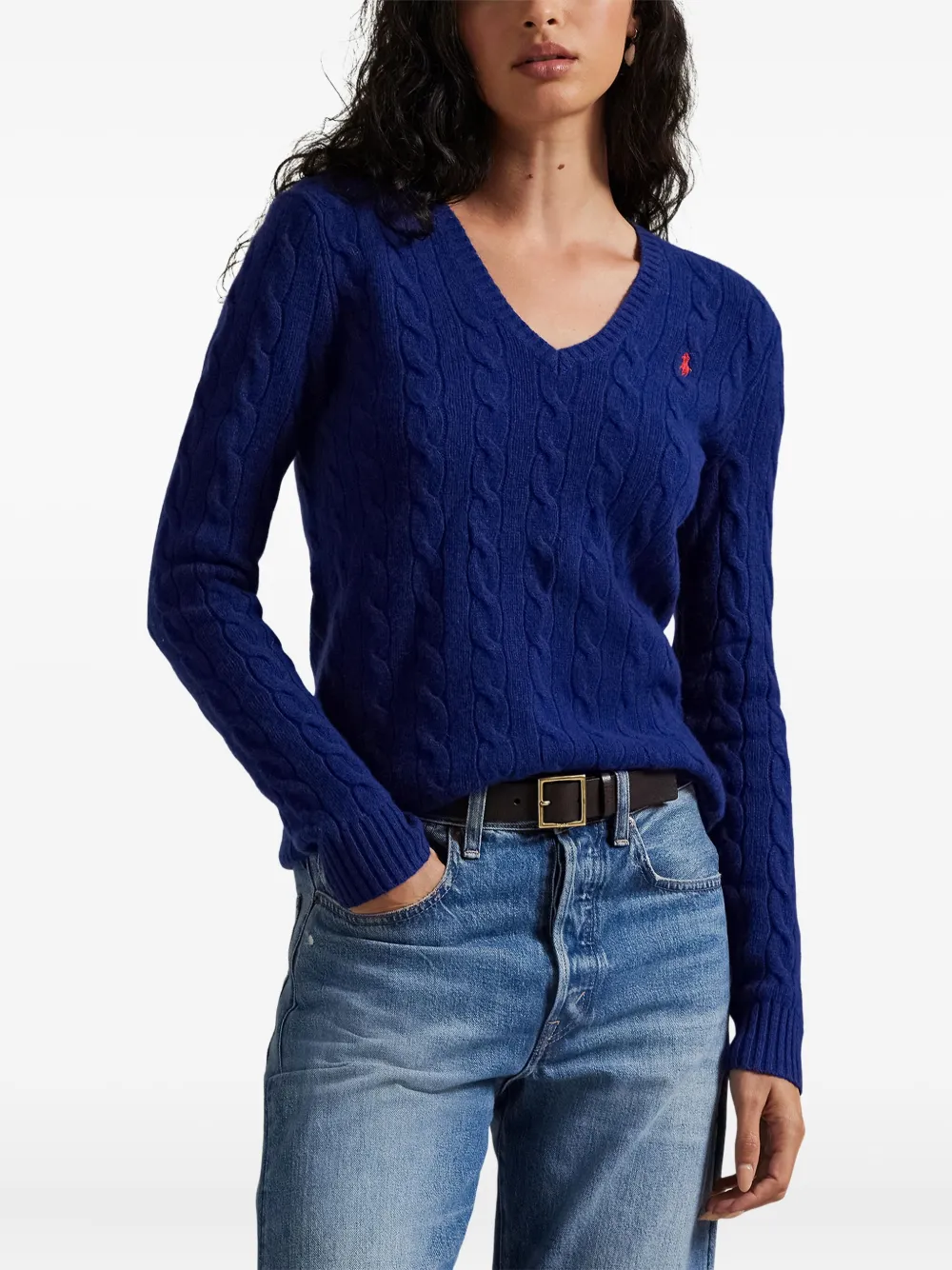 Свитер Kimberly фактурной вязки POLO RALPH LAUREN, синий — фото 3
