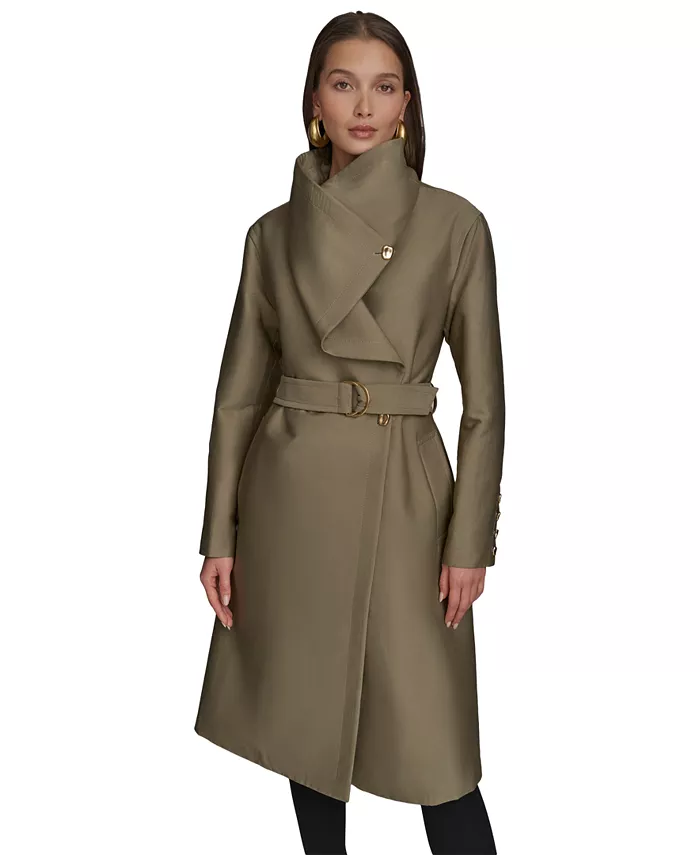 

Женский тренч с драпированным воротом Donna Karan New York, зеленый