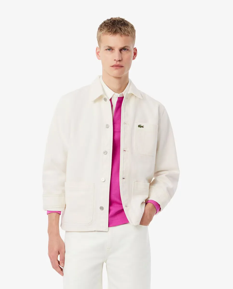 

Мужская джинсовая рубашка из плотного хлопка Lacoste, белый