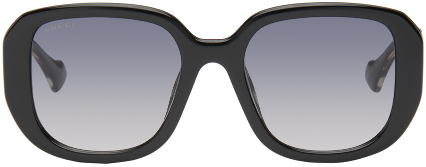 

Черные квадратные солнцезащитные очки Gucci, Black/Crystal/Grey
