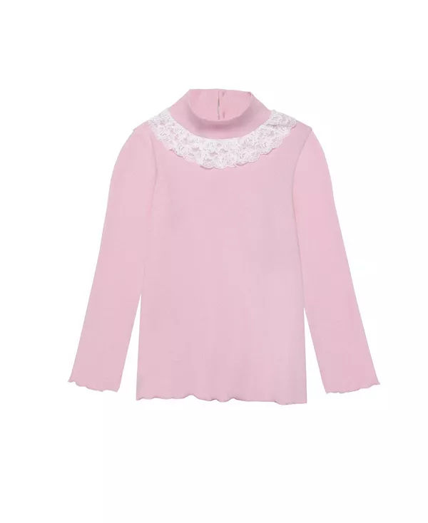 

Детский ребристый топ с воротником-стойкой и кружевом - для малышек и девочек постарше. The Sunday Collective, розовый