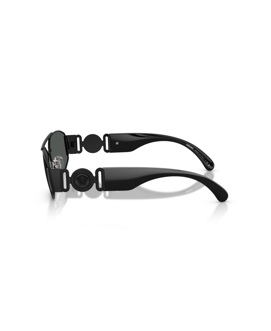 Мужские солнцезащитные очки с геометрическим рисунком, VE2287 Versace, Matte Black, Gray — фото 4