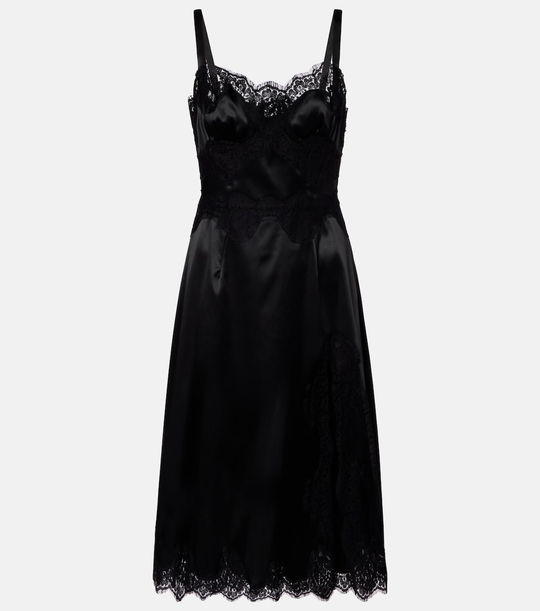 

Платье-комбинация из атласа с кружевной отделкой Dolce&Gabbana, Nero