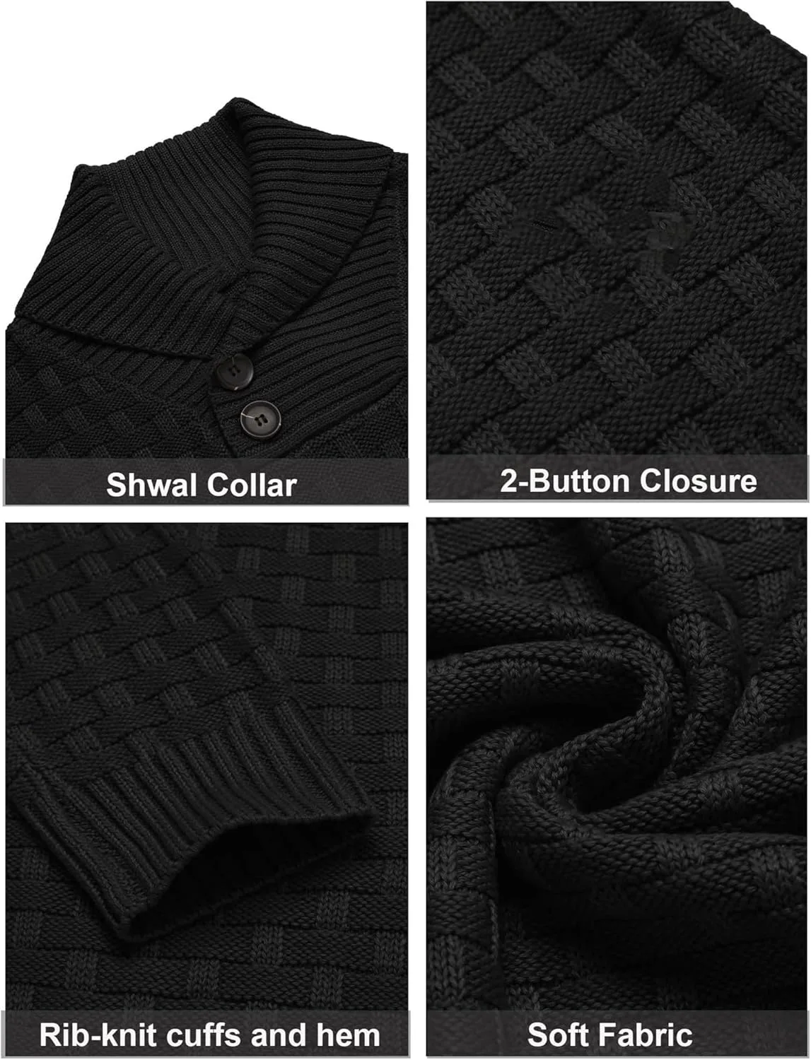 Мужской свитер с воротником шаль и кабельной вязкой, Slim Fit — фото 4